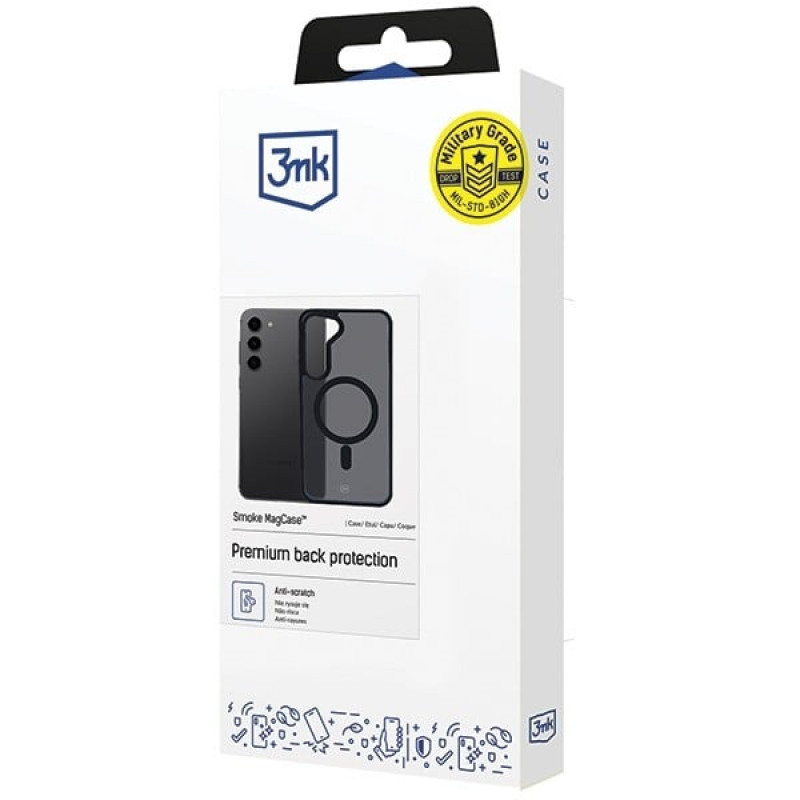 3MK Smoke MagCase mit MagSafe für Samsung Galaxy S23 5G, Schwarz