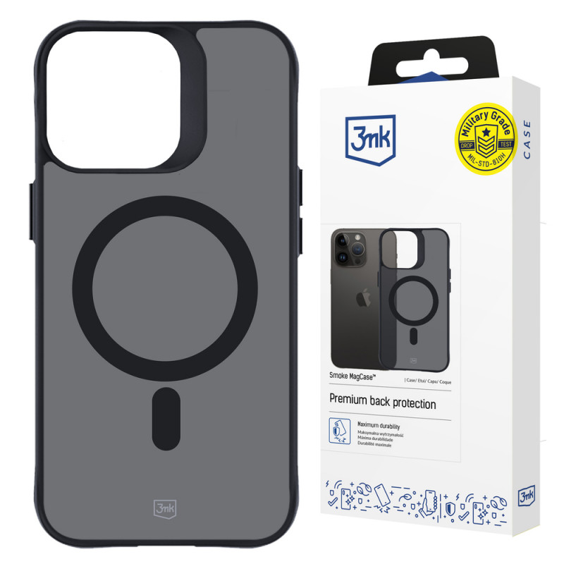 3MK Smoke MagCase mit MagSafe für Apple iPhone 15 Pro, halbtransparent