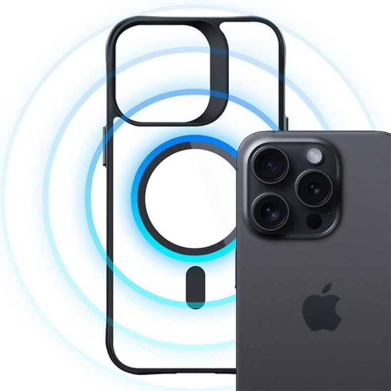 3MK Satin Armor MagCase mit MagSafe für Apple iPhone 14 Pro Max, transparent mit schwarzem Rahmen
