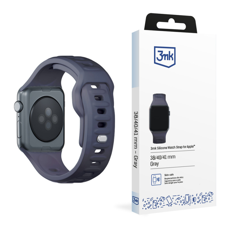 3mk Silikon-Armband für Apple Watch 38/40/41 mm, grau