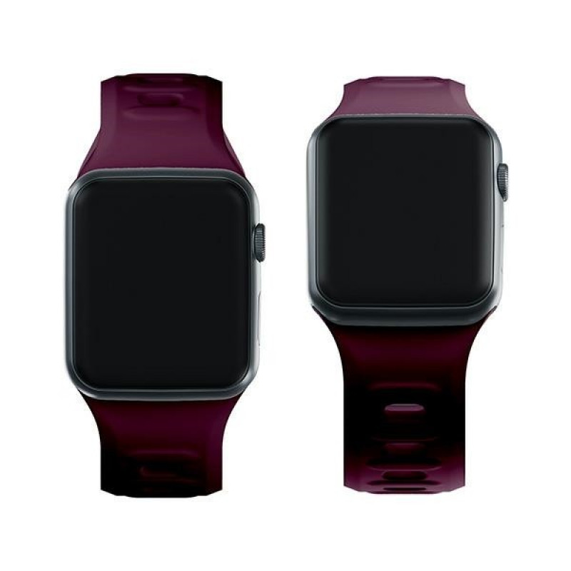 3mk Silikon-Armband für Apple Watch 42/44/45/49 mm, mulberry / burgundy