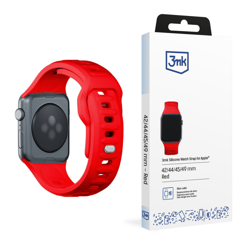 3mk Silikon-Armband für Apple Watch 42/44/45/49 mm, rot