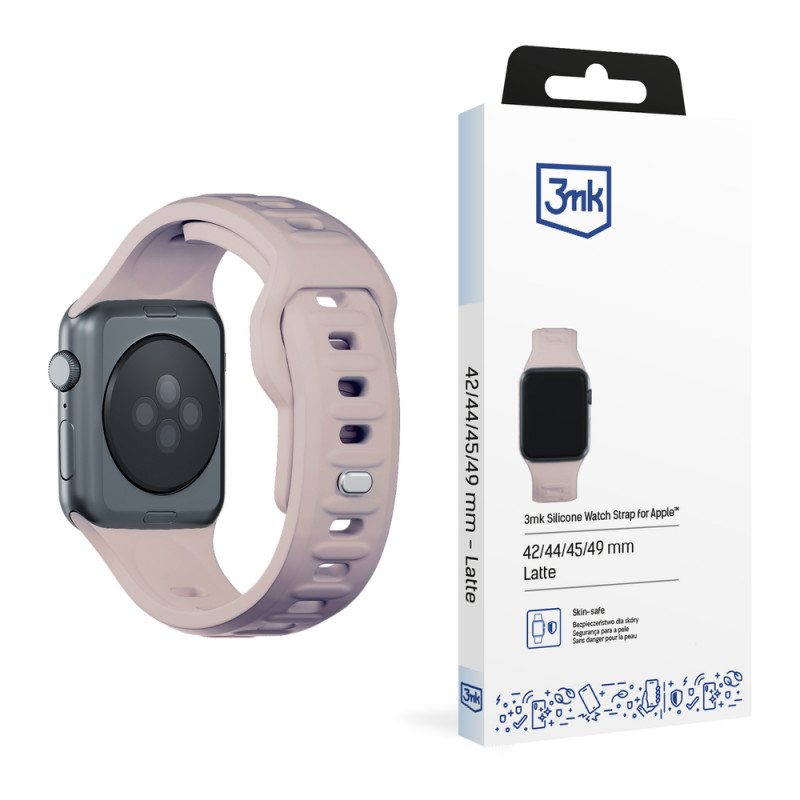 3mk Silikon-Armband für Apple Watch 42/44/45/49 mm, pink-beige / latte