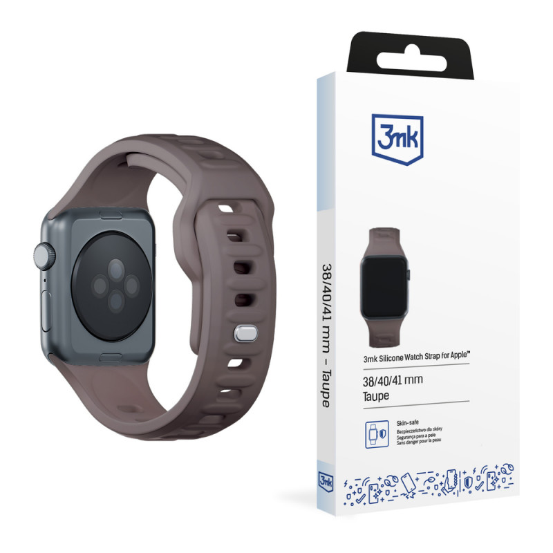 3mk Silikon-Armband für Apple Watch 42/44/45/49 mm, taupe