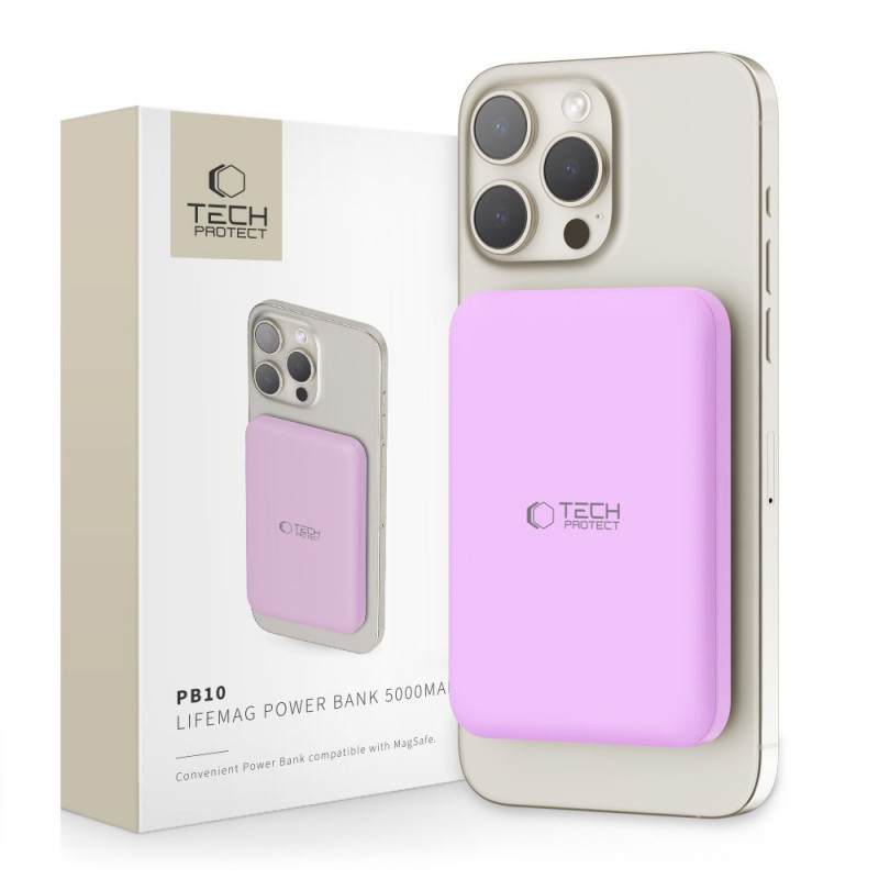 Tech-Protect PB10 LifeMag MagSafe Powerbank 5000 mAh, 15 W, Lilac