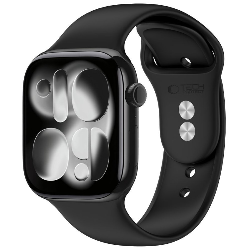 Tech-Protect Silikonarmband für Apple Watch 4/5/6/7/8/9/SE/10 (38/40/41/42 mm), Schwarz