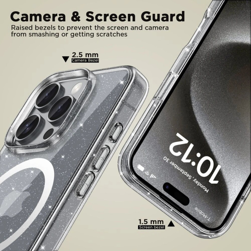 Tech-Protect Flexair Hybrid MagSafe Hülle für Apple iPhone 16 Pro, Glitter