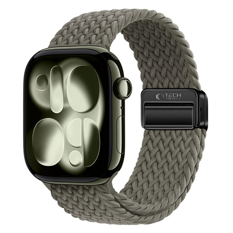 Tech-Protect Nylonmag Armband für Apple Watch 4/5/6/7/8/9/SE/Ultra 1/2, 42/44/45/49 mm, Olive Grey