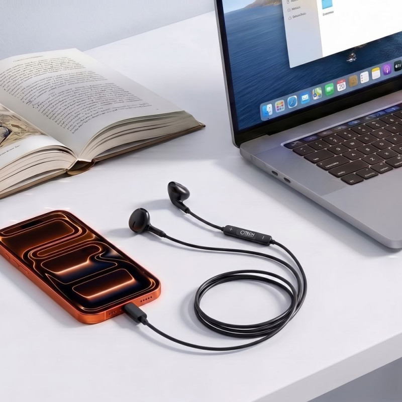 Tech-Protect Ultraboost Core G4 USB-C kabelgebundene Ohrhörer, Schwarz