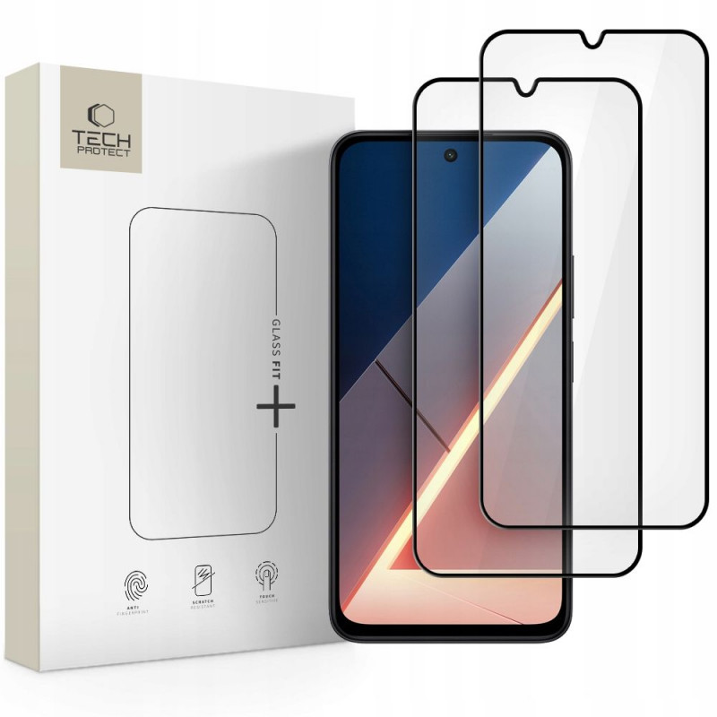 Tech-Protect Glass Fit+ Panzerglas für Xiaomi Poco M7, Schwarz (2 Stk.)