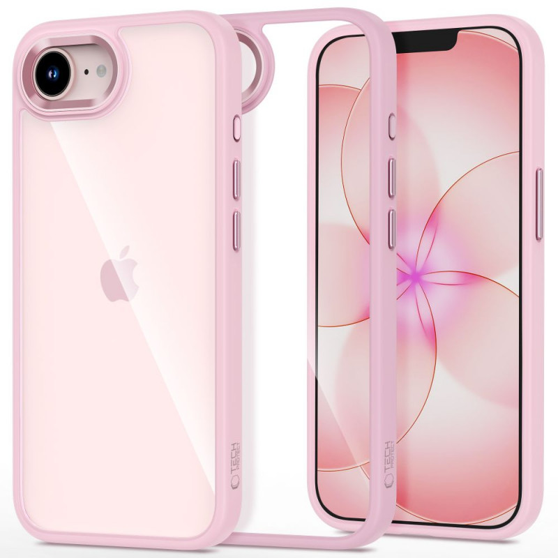 Tech-Protect Magmat Hülle für Apple iPhone 16e / 17e, Soft Pink/clear