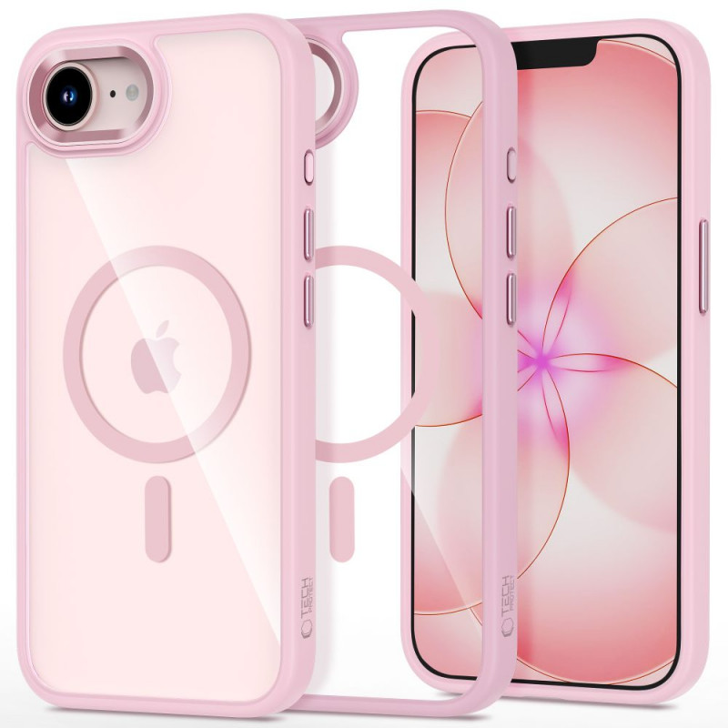 Tech-Protect Magmat MagSafe Hülle für Apple iPhone 16e / 17e, Soft Pink/clear
