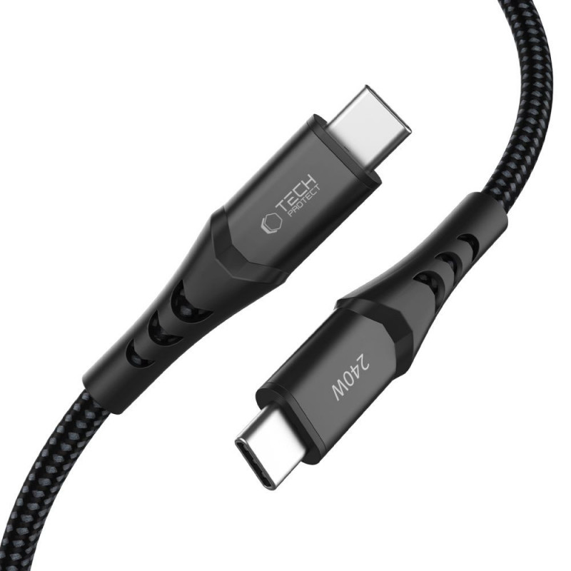 Tech-Protect Ultraboost UB11T USB-C-auf-USB-C-Kabel PD 240W, 100 cm, Schwarz