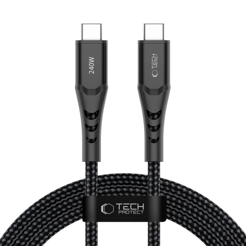 Tech-Protect Ultraboost UB11T USB-C-auf-USB-C-Kabel PD 240W, 200 cm, Schwarz