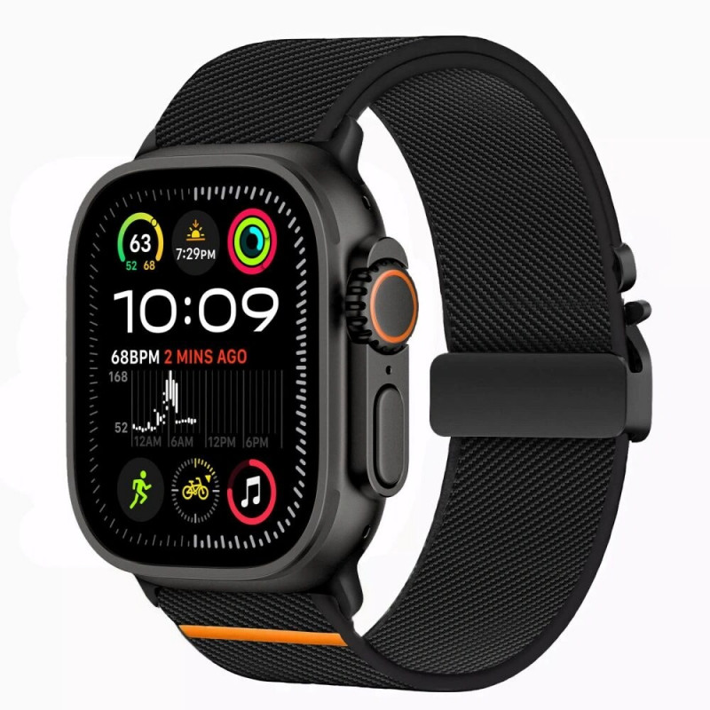 Tech-Protect Nylon Clasp Armband für Apple Watch 6 / 7 / 8 / 9 / 10 / SE / Ultra 1 / 2 44/45/46/49 mm, Schwarz