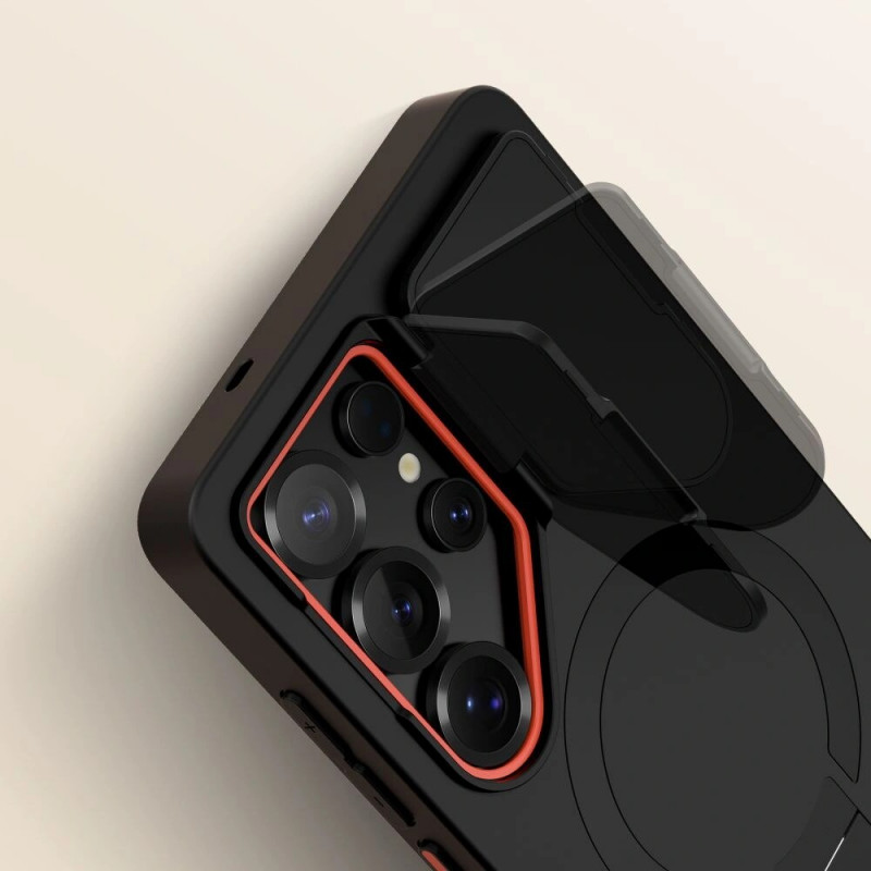 Tech-Protect Kevlar Aura MagSafe Hülle für Samsung Galaxy S25 Ultra, Schwarz/Orange