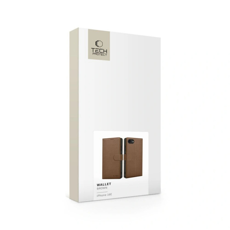 Tech-Protect Wallet Case für Apple iPhone 17e / 16e, Braun