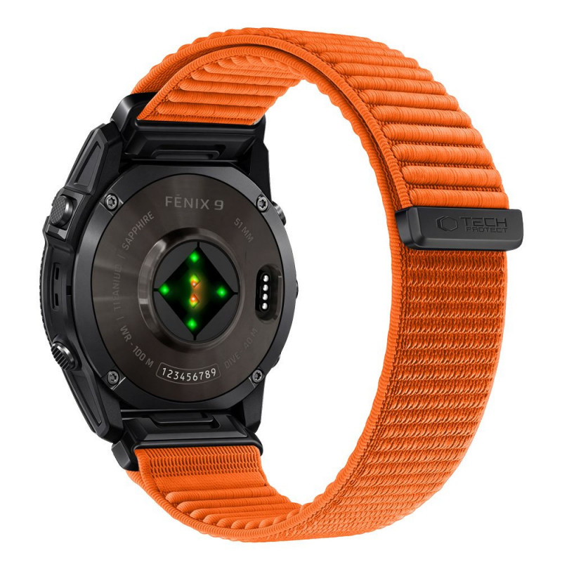 Tech-Protect NylonLoop Garmin Fenix 5X / 5X Plus / 6X / 6X Pro / 7X / 8 / 8 Pro / 9 / 9 Pro Uhrenarmband (51 mm), Signal Orange