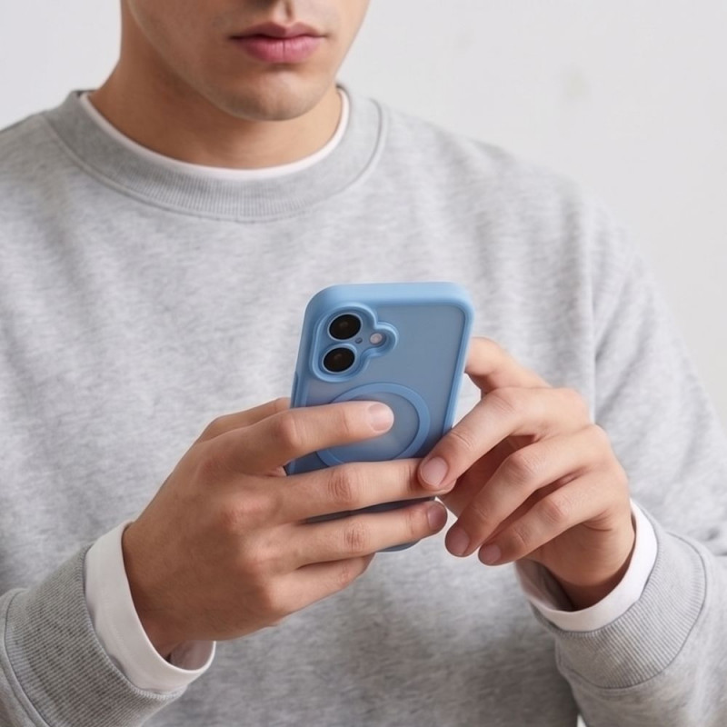 Tech-Protect MagPeak MagSafe CC Hülle für Apple iPhone 17, Matte Mist Blue