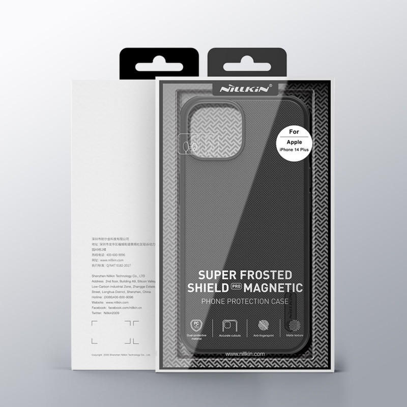 Nillkin Super Frosted Shield Pro Magnetic MagSafe Hülle für Apple iPhone 14 Plus / 15 Plus, Schwarz
