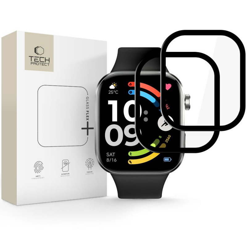 Tech-Protect Glass Flex+ Xiaomi Redmi Watch 6 Hybridglas, Schwarz (2 Stk.)