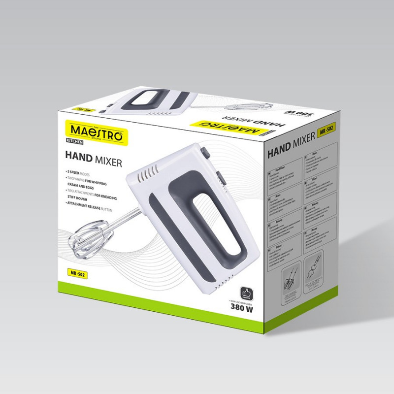 MAESTRO MR-502 Handmixer, 500 W, Weiß/Schwarz