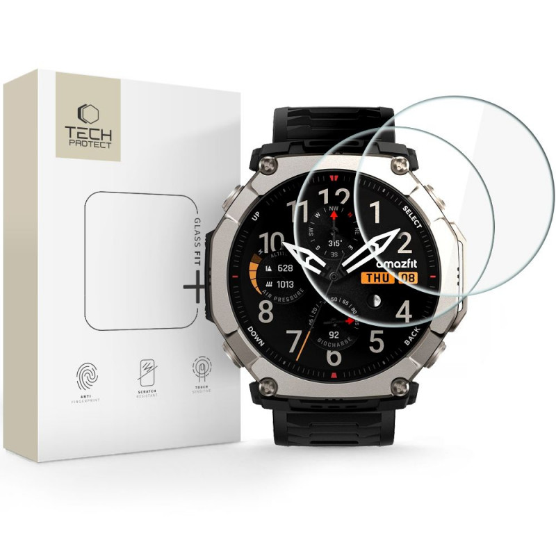 Tech-Protect Glass Fit+ Panzerglas für Amazfit T-Rex Ultra 2 (2 Stk.), Transparent