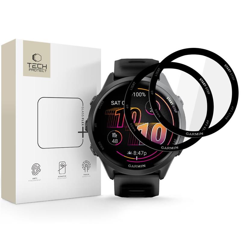 Tech-Protect Glass Flex+ Hybridglas für Garmin Forerunner 970 / 570 47 mm (2 Stk.), Schwarz