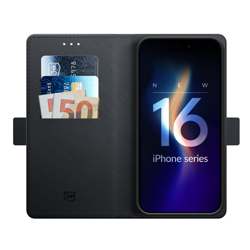 3MK Wallet Case für Apple iPhone 16 Pro Max, schwarz