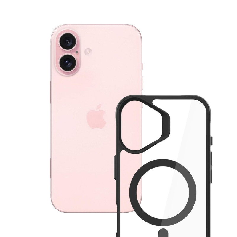 3mk Satin Armor MagCase mit MagSafe für Apple iPhone 16 (W-3SAMaCa-AiP16-0), transparent mit schwarzem Rahmen