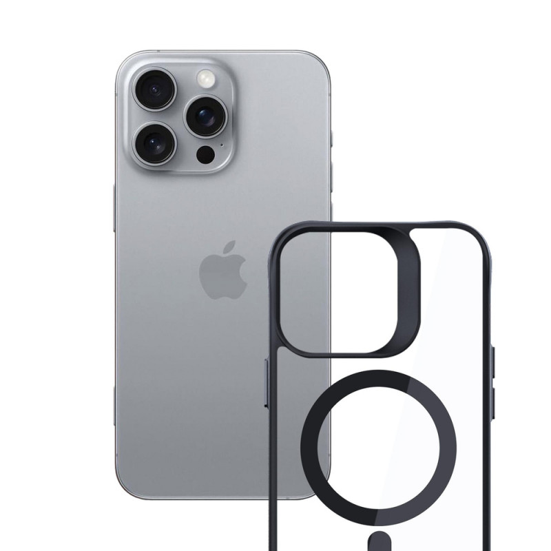 3mk Satin Armor MagCase mit MagSafe für Apple iPhone 16 Pro Max (W-3SAMaCa-AiP16PM-0), transparent mit schwarzem Rahmen