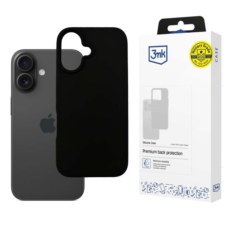 3mk Silicone Case für Apple iPhone 16 Plus, Schwarz