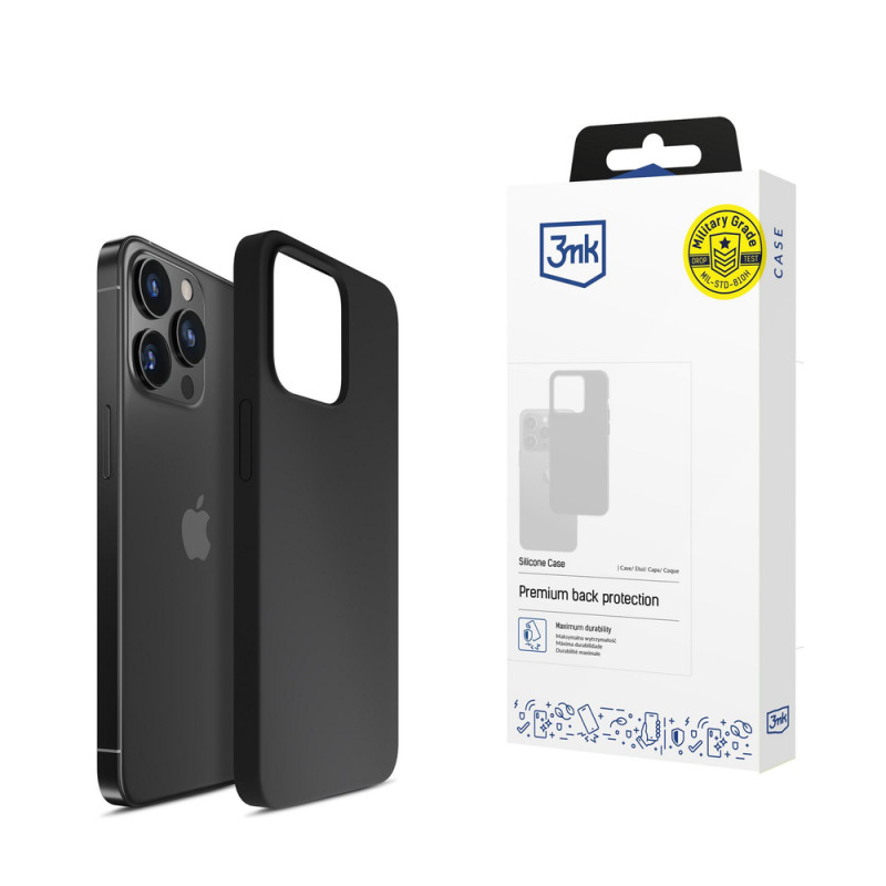 3mk Silicone Case für Apple iPhone 16 Pro, Schwarz