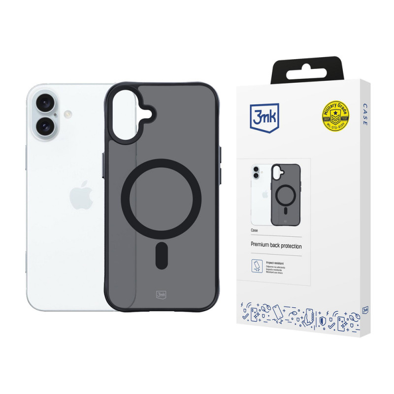 3mk Smoke MagCase mit MagSafe für Apple iPhone 16 Plus (W-3SmoMaCa-AiP16Plu-0), halbtransparent