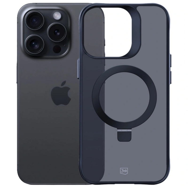 3MK Smoke Case Mag&Stand Hülle für Apple iPhone 16 Pro Max, Polycarbonat, schwarz