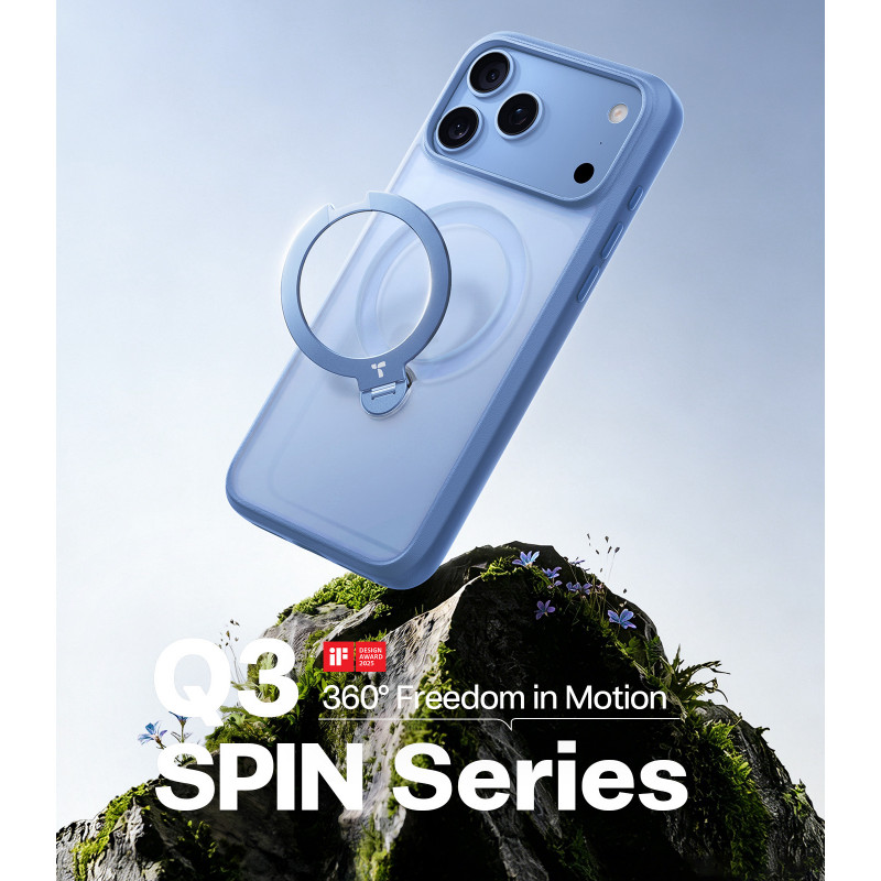 TORRAS Ostand Q3 Spin Hülle für Apple iPhone 18 Pro Max / 17 Pro Max, MagSafe, Blau