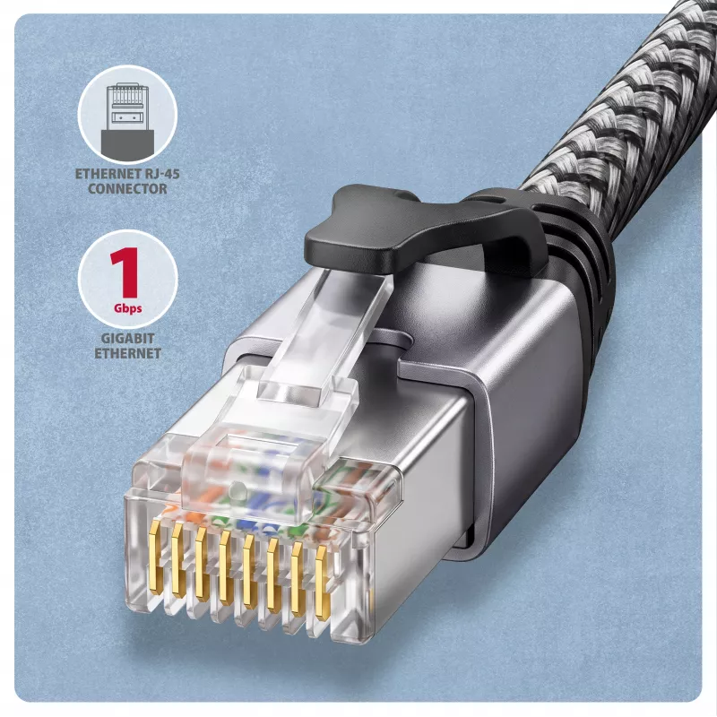 Goobay AXAGON ADE-CM15 USB-C Gigabit-Ethernet-Adapter mit integriertem 1,5 m CAT6-Kabel, RJ-45