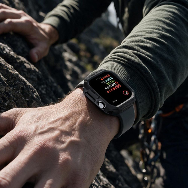 Spigen Rugged Armor ACS11886 Hülle für Apple Watch 12 46 mm, Mattschwarz