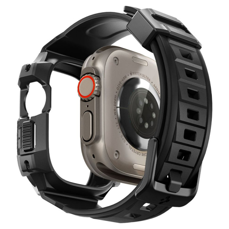 Spigen Rugged Armor Pro Armband-Hülle für Apple Watch Ultra 1 / 2 / 3 49 mm, Schwarz