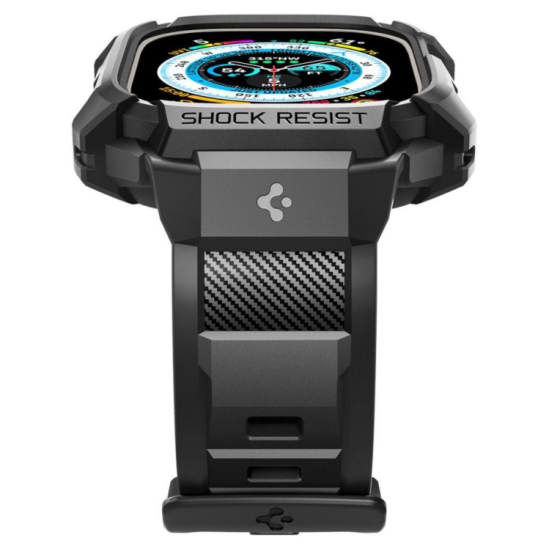 Spigen Rugged Armor Pro Armband-Hülle für Apple Watch Ultra 1 / 2 / 3 49 mm, Schwarz