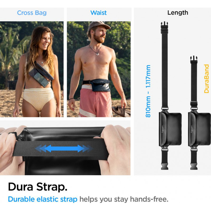 Spigen Aqua Shield A620 universelle wasserdichte Hüfttasche IPX8, Schwarz