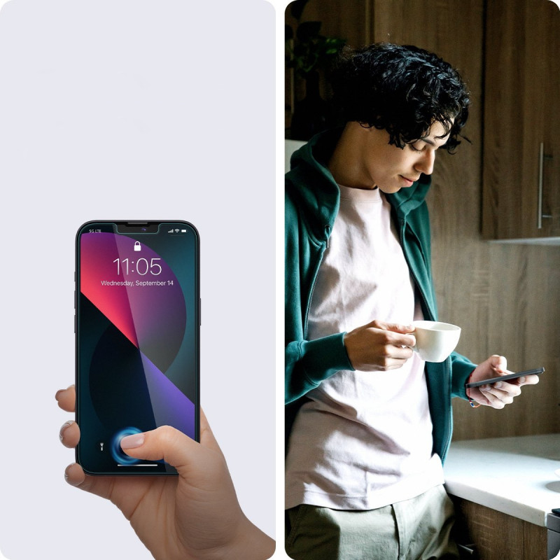 Spigen GLAS.tR EZ Fit gehärtetes Glas für Apple iPhone 13 / 13 Pro / 14 / 16e / 17e, transparent