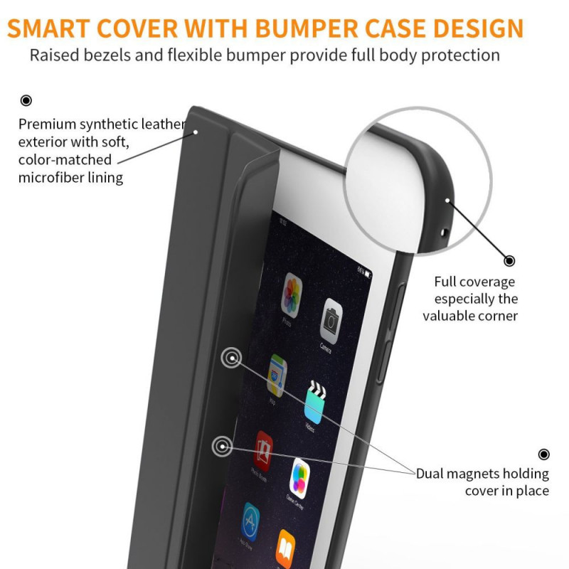 Tech-Protect Smartcase THP770BLK Hülle für Apple iPad 9.7 (2017/2018, 5./6. Gen.), schwarz