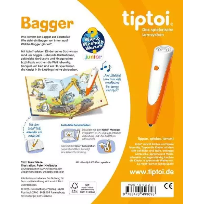 Ravensburger tiptoi Wieso? Weshalb? Warum? Bagger, deutsche Ausgabe