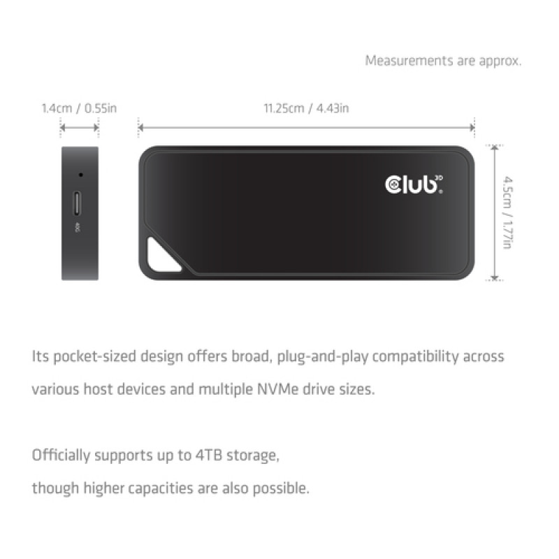 Club3D CAC-2510 M.2 NVMe SSD-Gehäuse mit Lüfter, USB4
