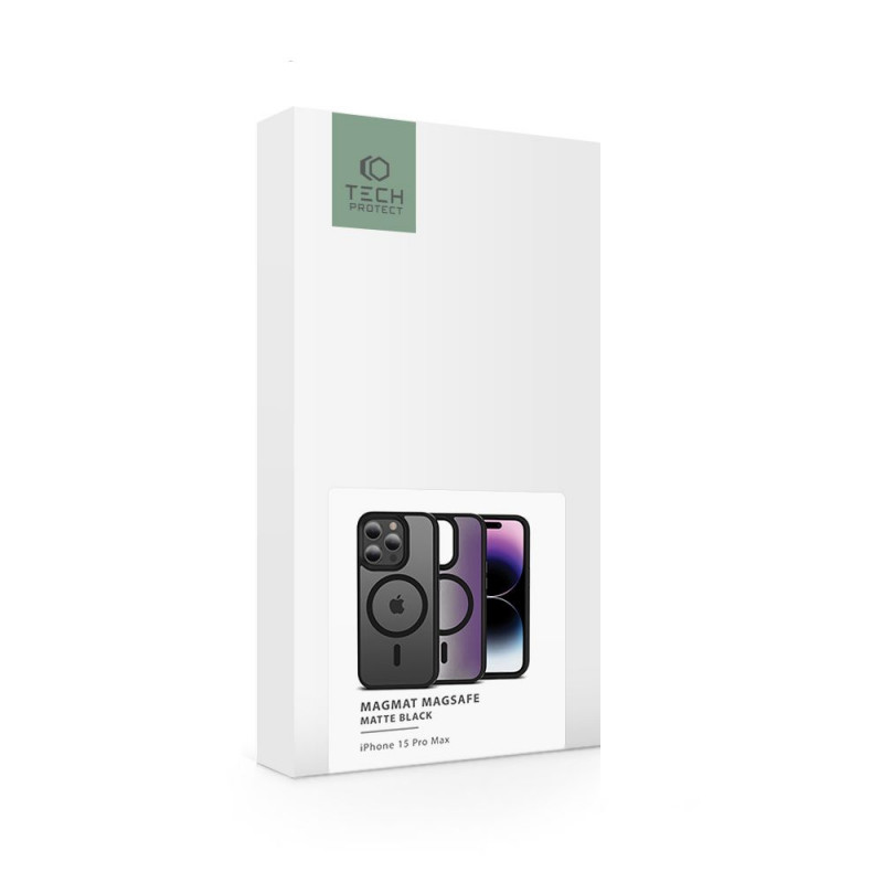 Tech-Protect Magmat MagSafe THP2262 Hülle für Apple iPhone 15 Pro Max, Mattschwarz