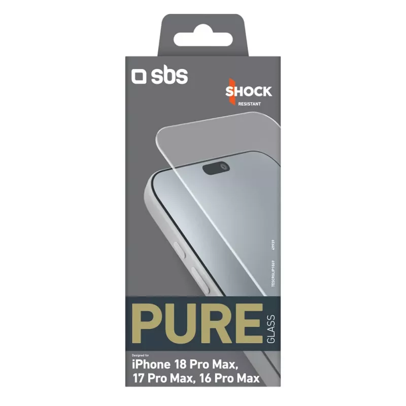 sbs mobile SBS Pure Glass gehärtetes Glas für iPhone 18 Pro Max / 17 Pro Max / 16 Pro Max (1 Stk.)