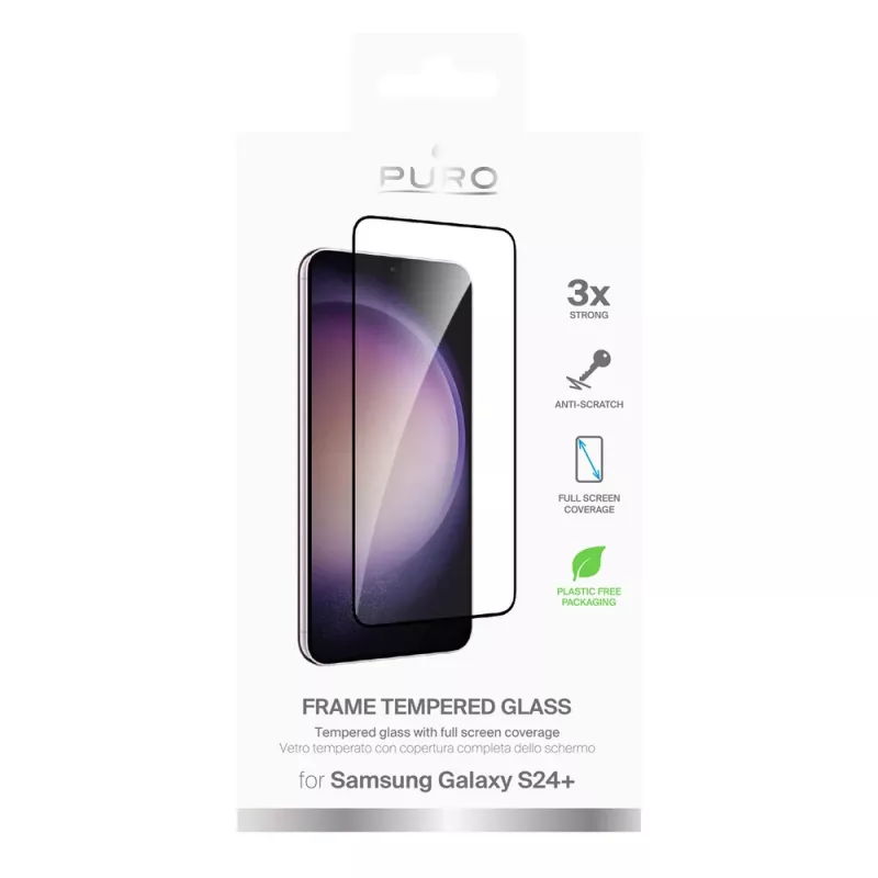 PURO Frame Panzerglas mit schwarzem Rahmen für Samsung Galaxy S25+ / S24+