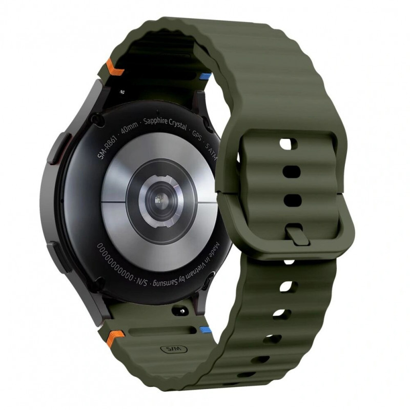 Tech-Protect Silikon-Sportarmband THP3054 für Samsung Galaxy Watch 4/5/5 Pro/6/7/FE, Army Green