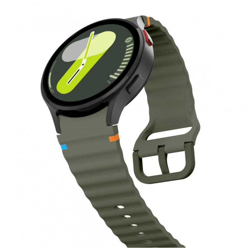Tech-Protect Silikon-Sportarmband THP3054 für Samsung Galaxy Watch 4/5/5 Pro/6/7/FE, Army Green